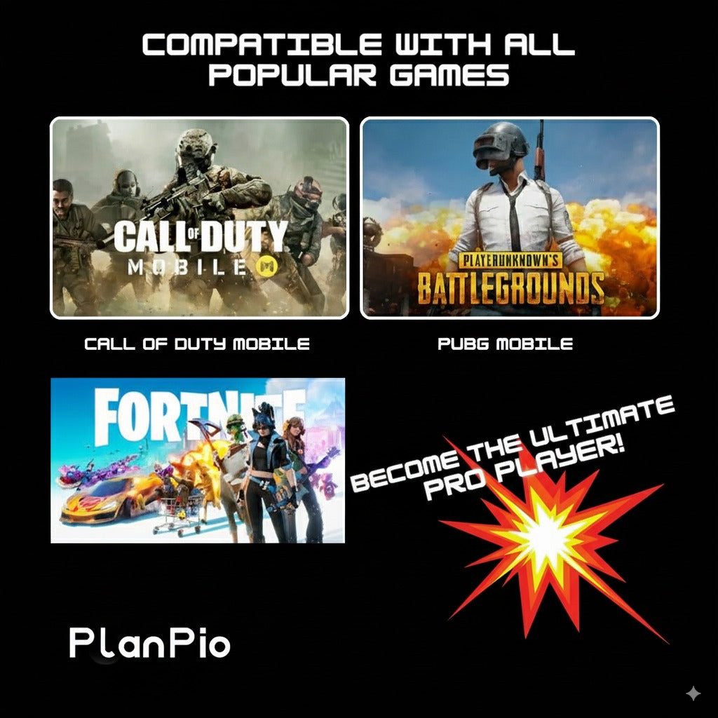 PlanPio™ Pro FPS Gaming Grip/Game Pad for Call of Duty/PUBG/Fortnite (4.7-7" Android & iOS Phone)