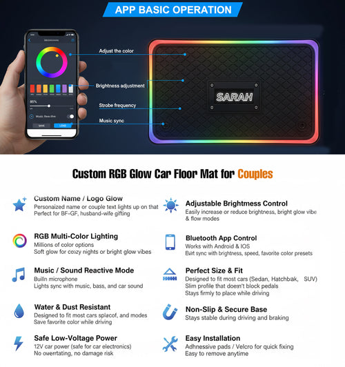 Custom name couple car mat