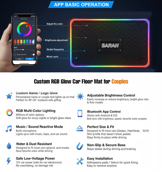 Custom name couple car mat