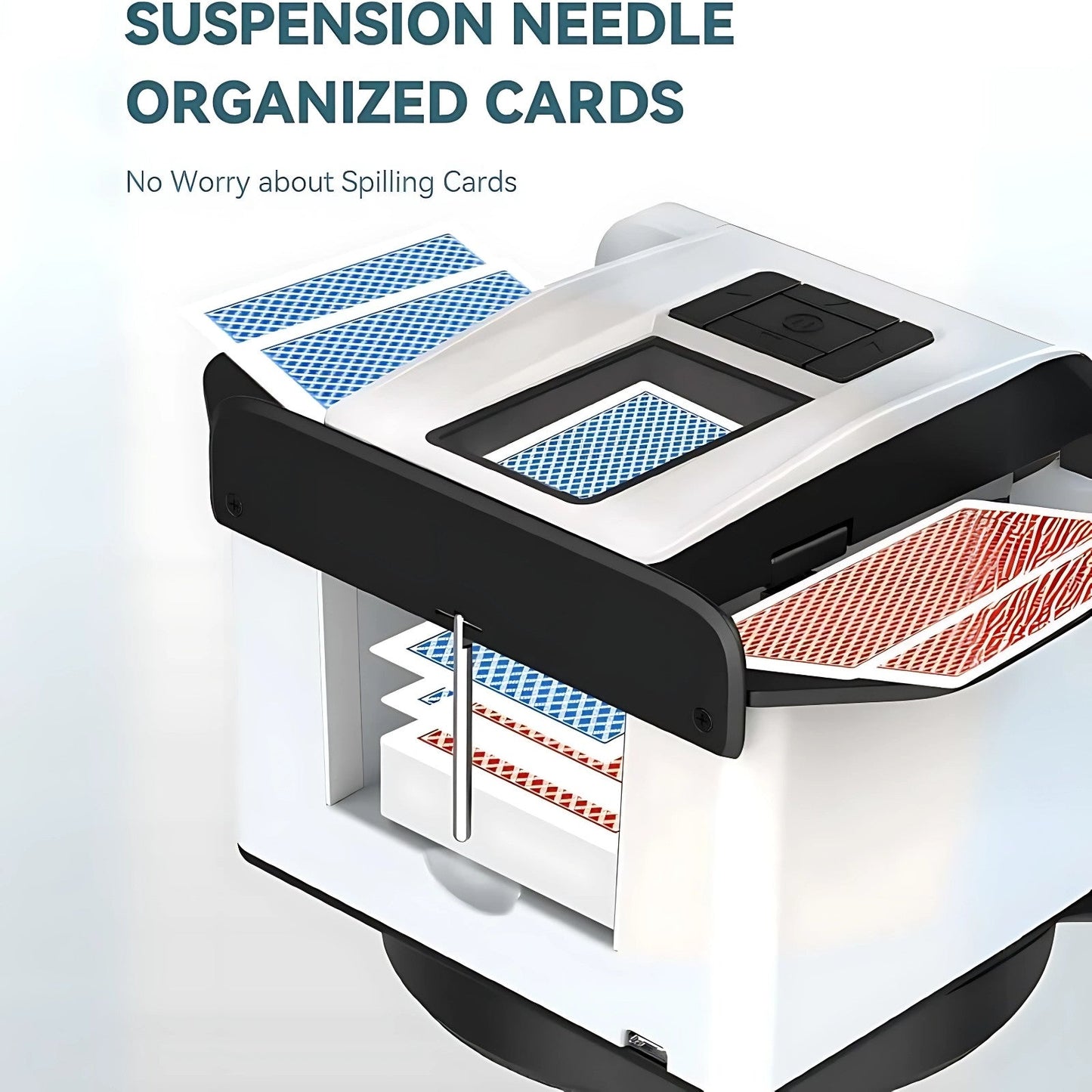 2-in-1 Automatic Card Shuffler & Dealer, 360° Rotating (Up to 12 Card Drawing Remotes)