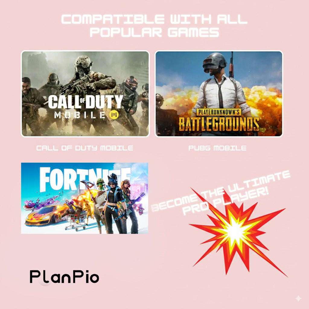 PlanPio™ Pro FPS Gaming Grip/Game Pad for Call of Duty/PUBG/Fortnite (4.7-7" Android & iOS Phone)