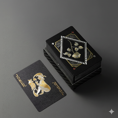 Black Gold Rose Poker with Paper Box