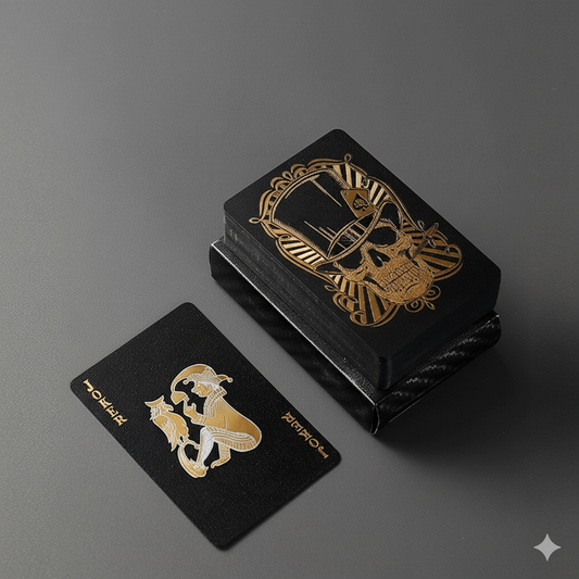 Black Gold Skeleton Poker with Box