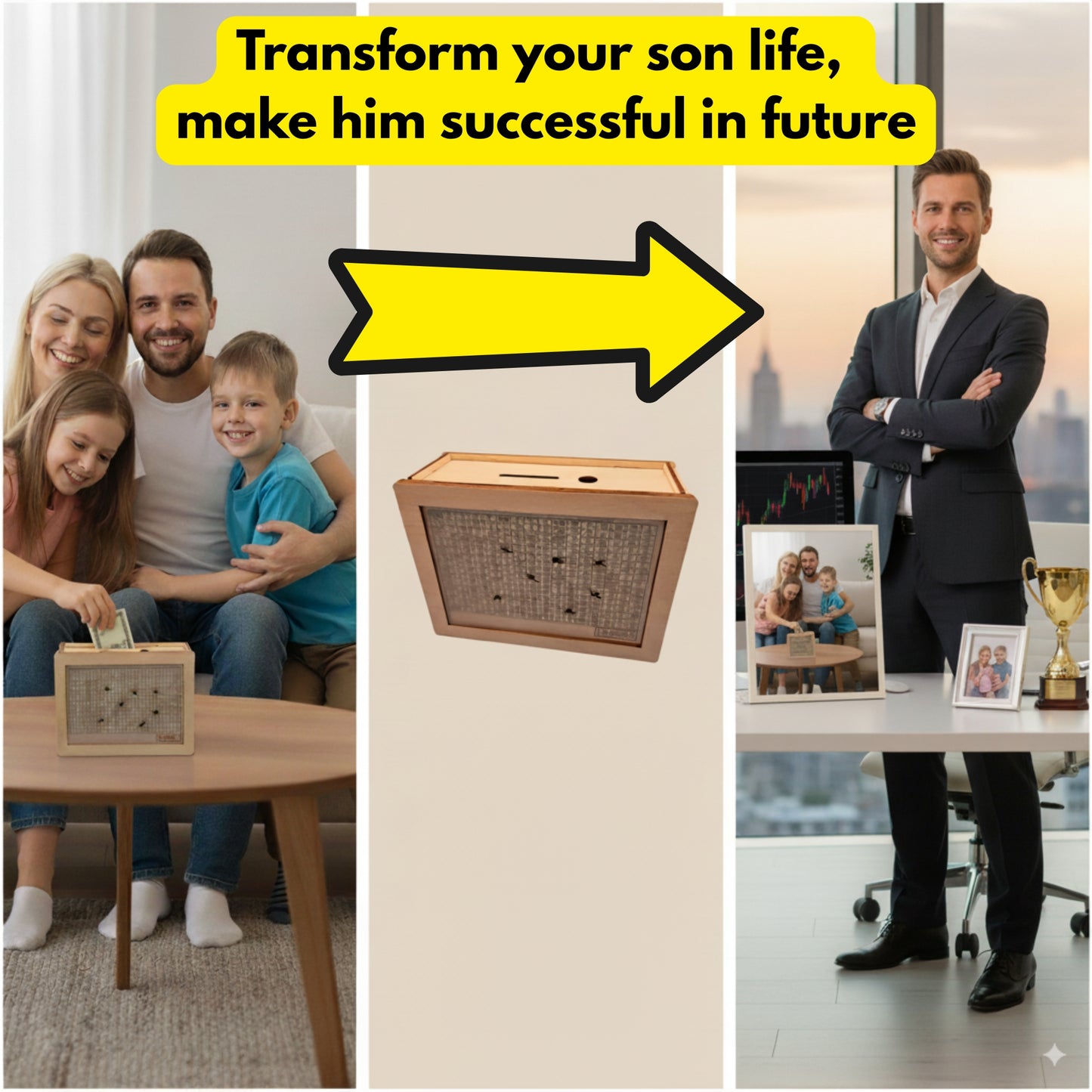 PlanPio™ Off-White Saving Box $ Symbol (Transform Your Children Future Life)